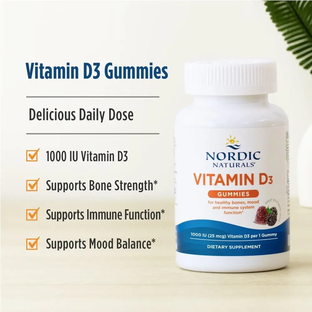 Nordic Naturals Vitamin D3 Gummies 120 Count Wild Berry | Supports Bones & Immunity - view 3
