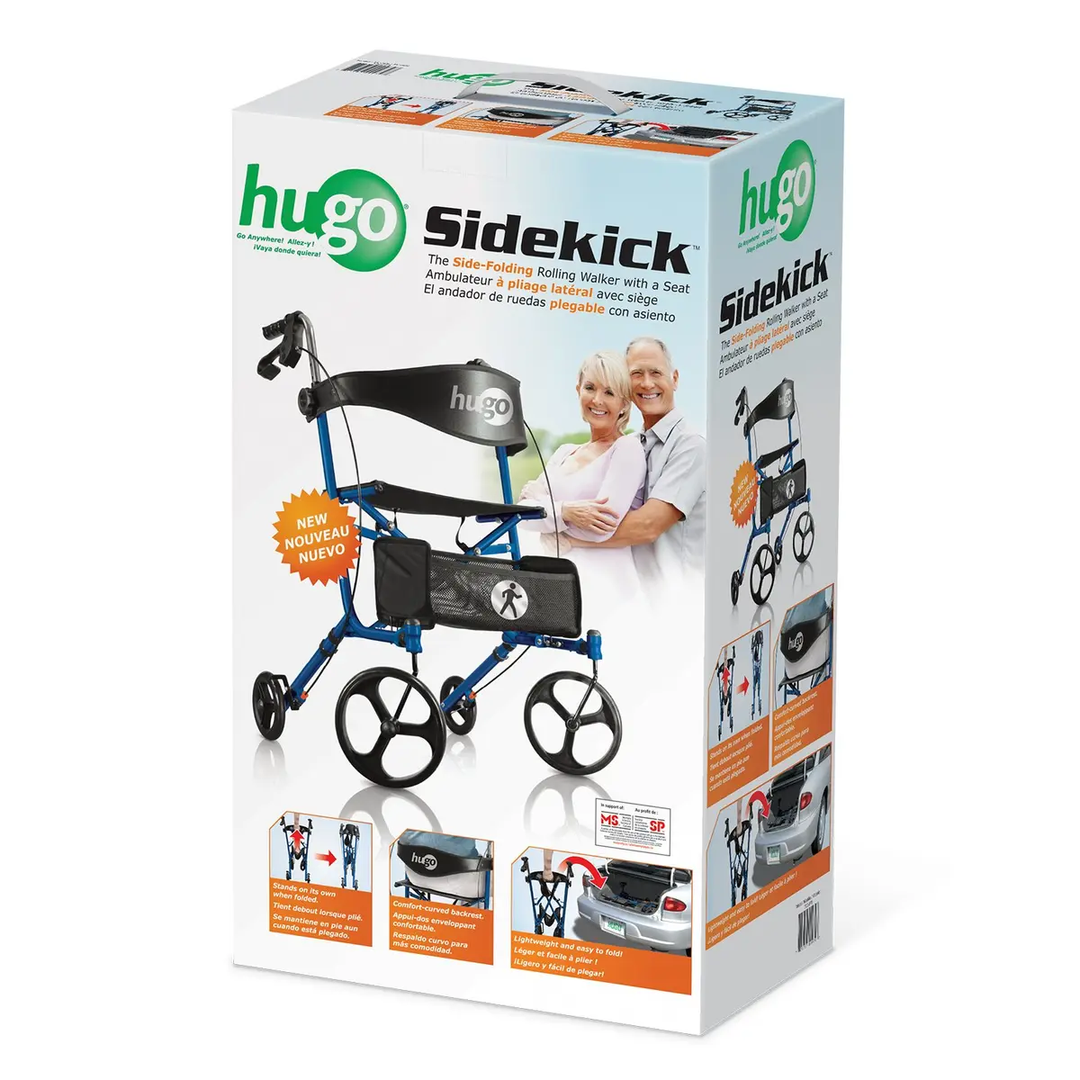Hugo Sidekick Foldable Rollator Walker with Seat, Blueberry | Lightweight & Compact for Seniors - view 8
