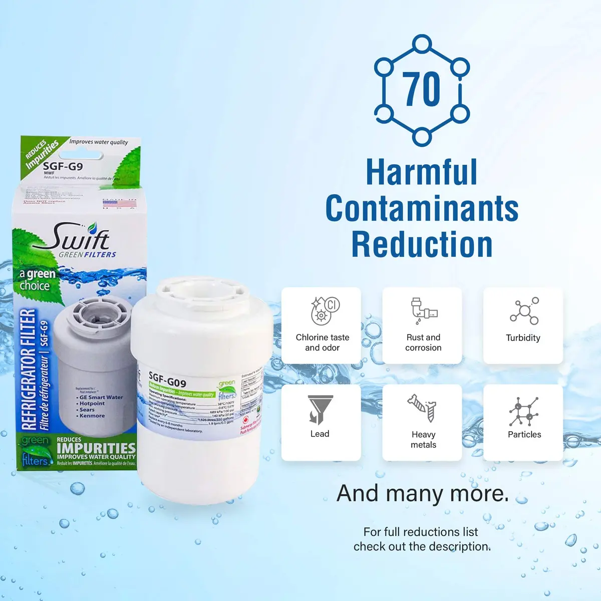 Swift Green Filters GE Replacement Water Filter MWF GWF GWFA 3 Pack | NSF Certified, BPA-Free, Made in USA - view 2