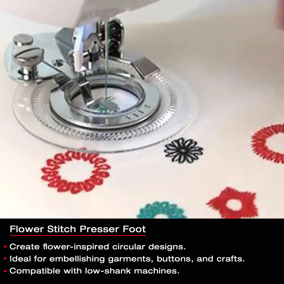 SINGER Flower Stitch Presser Foot for Low-Shank Sewing Machines | Creates Flower Designs, Appliqué, Covered Buttons - view 3