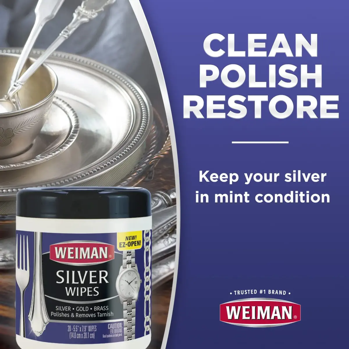 Weiman Jewelry Polish Cleaner Wipes 40 Count (20 Count x 2 Pack) | Cleans Silver, Gold, Brass, Copper, Aluminum - view 3