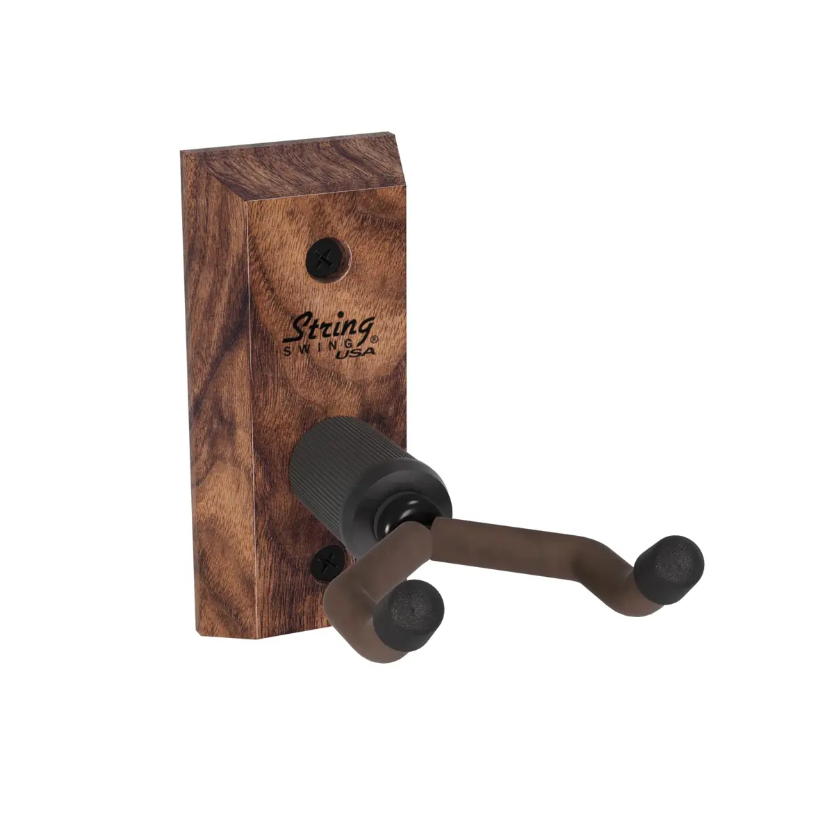 String Swing Black Walnut Ukulele Hanger | Made in USA Hardwood Wall Mount for Soprano, Concert, Baritone Ukuleles & Mandolins - main product image