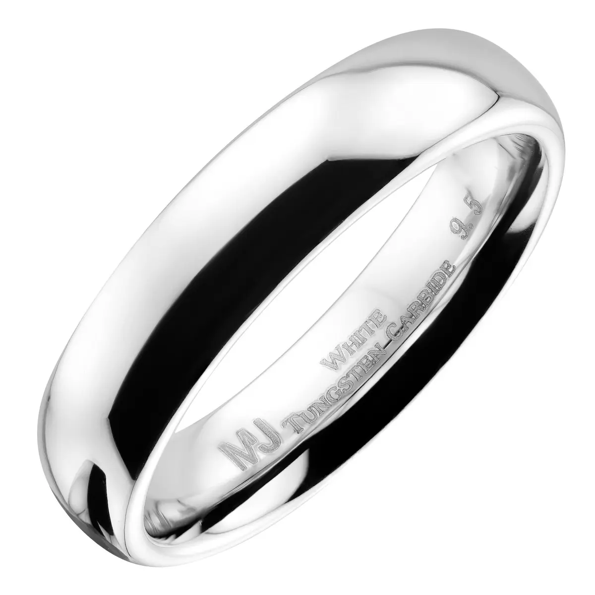 MJ Metals Jewelry Classic Mirror Polished White Tungsten Carbide Wedding Band Size 9 | Durable Scratch-Resistant Comfort Fit - main product image