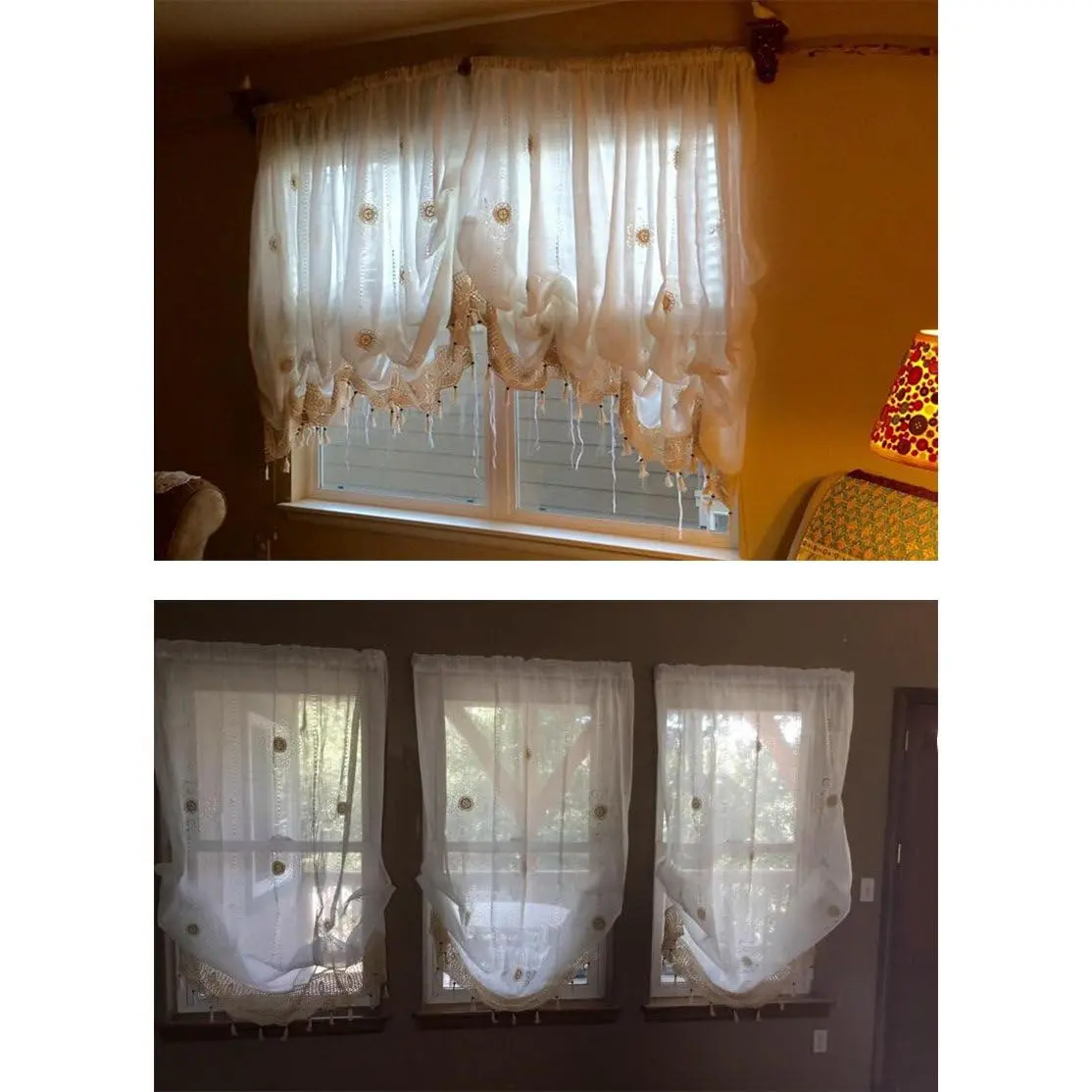 FADFAY Pastoral Style Adjustable Balloon Curtain 57x69 inches | Rustic Elegance with Vintage Embroidery - view 2