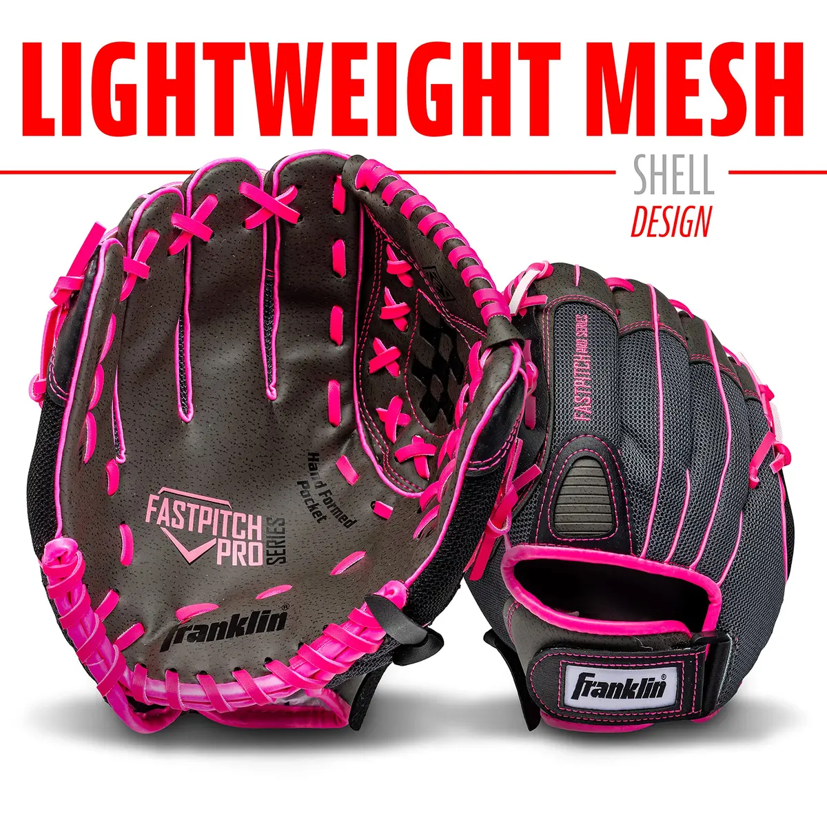 Franklin Sports Windmill Series Lefty Fielding Glove, Pink/Gray/Black, 11-Inch | Youth Fastpitch Glove with Adjustable Fit - view 4
