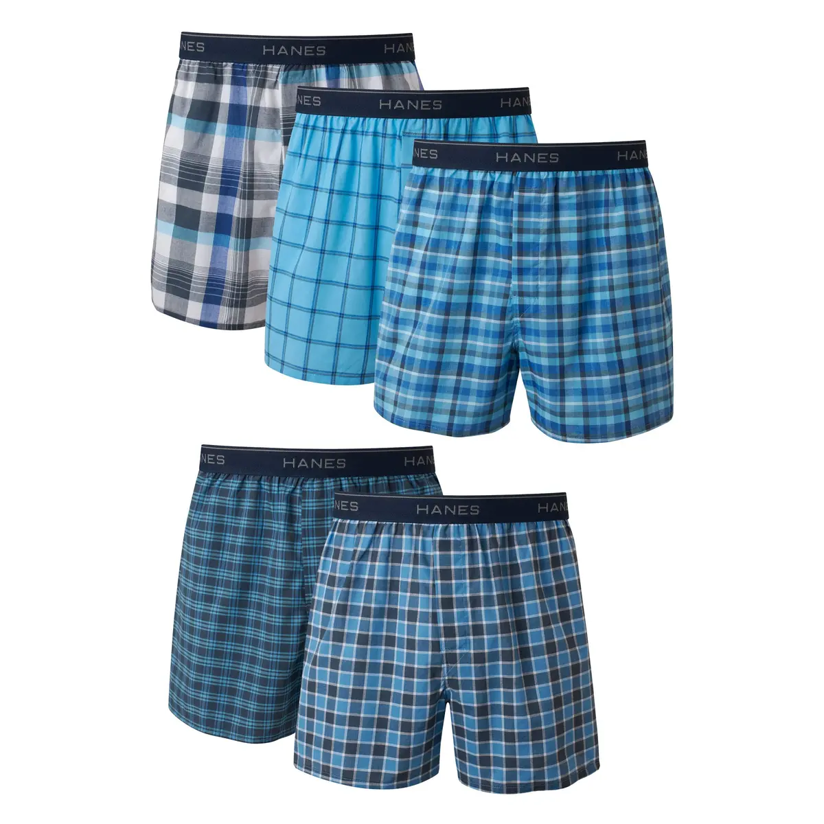 Hanes Men Tagless Boxers with Exposed Waistband, 5 Pack | Breathable Cotton-Polyester Blend for Comfort & Moisture Control - main product image