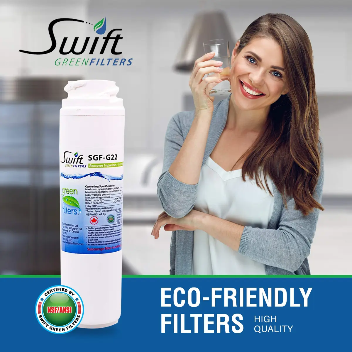 Swift Green Filters SGF-G22 3 Pack Water Filter | NSF Certified Coconut Carbon Filtration - view 7