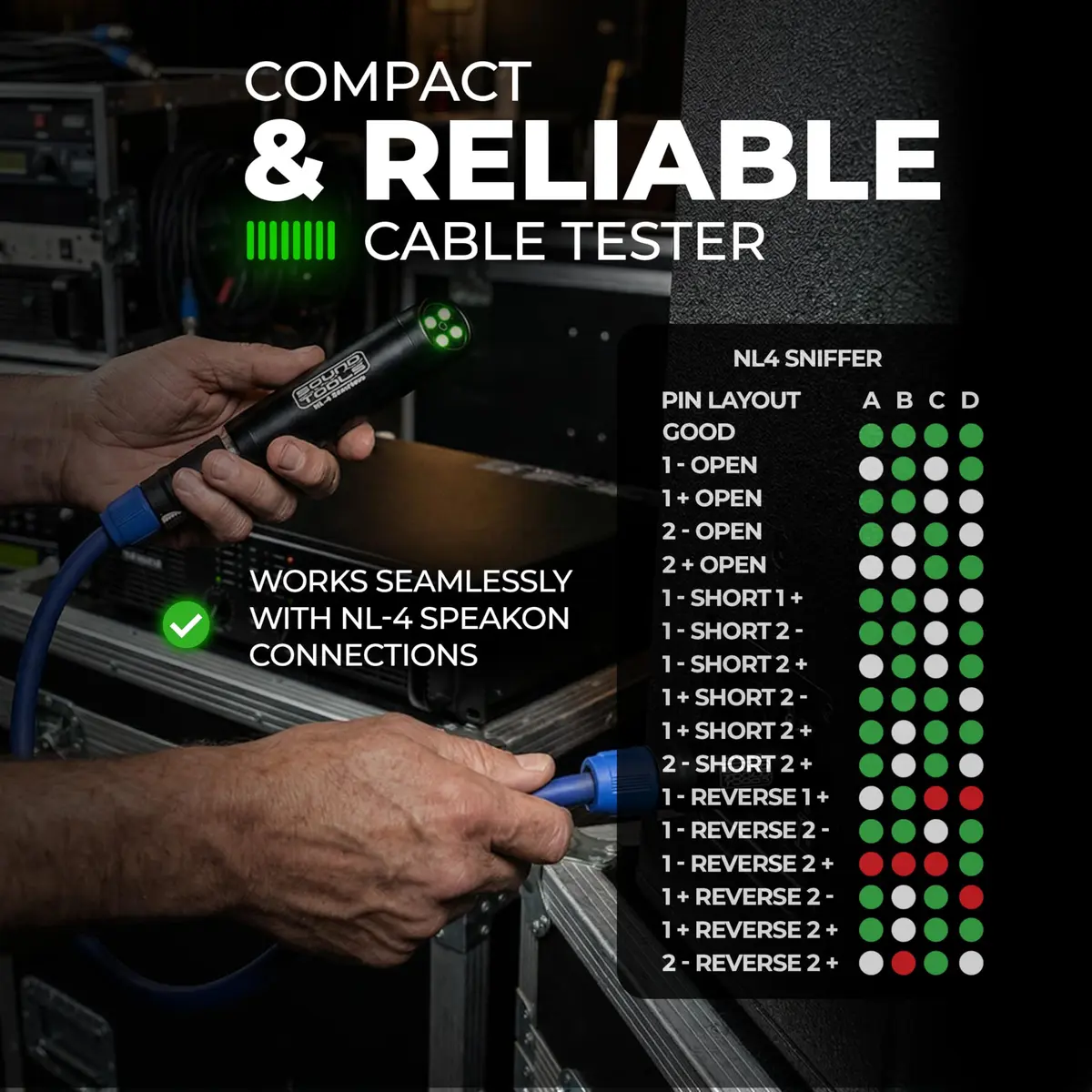 SoundTools NL4 Sniffer/Sender Cable Tester with LED Readout | 16 Faults Tested - view 4