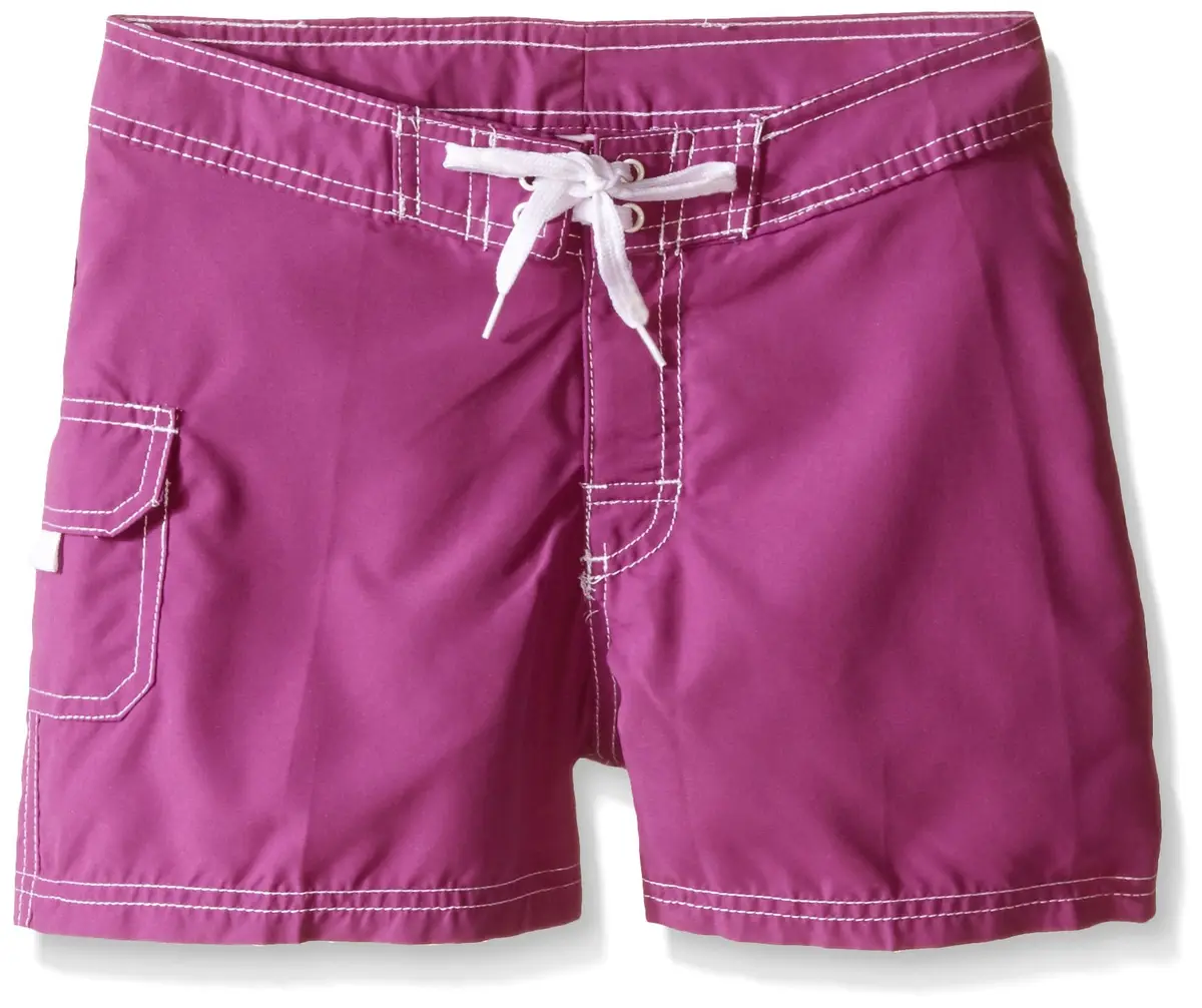 Kanu Surf Little Girls Sassy UPF 50+ Quick Dry Beach Coverup Boardshort, Sassy Purple Solid, Small (4) | UV Protection & Quick Dry - main product image
