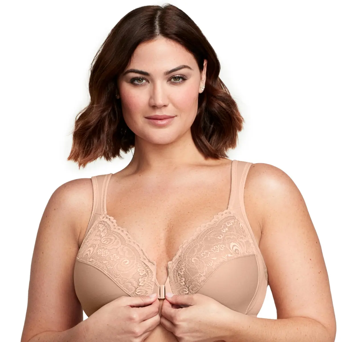 Glamorise Full Figure Plus Size Wonderwire Front-Closure Bra Underwire 38F Café - view 7