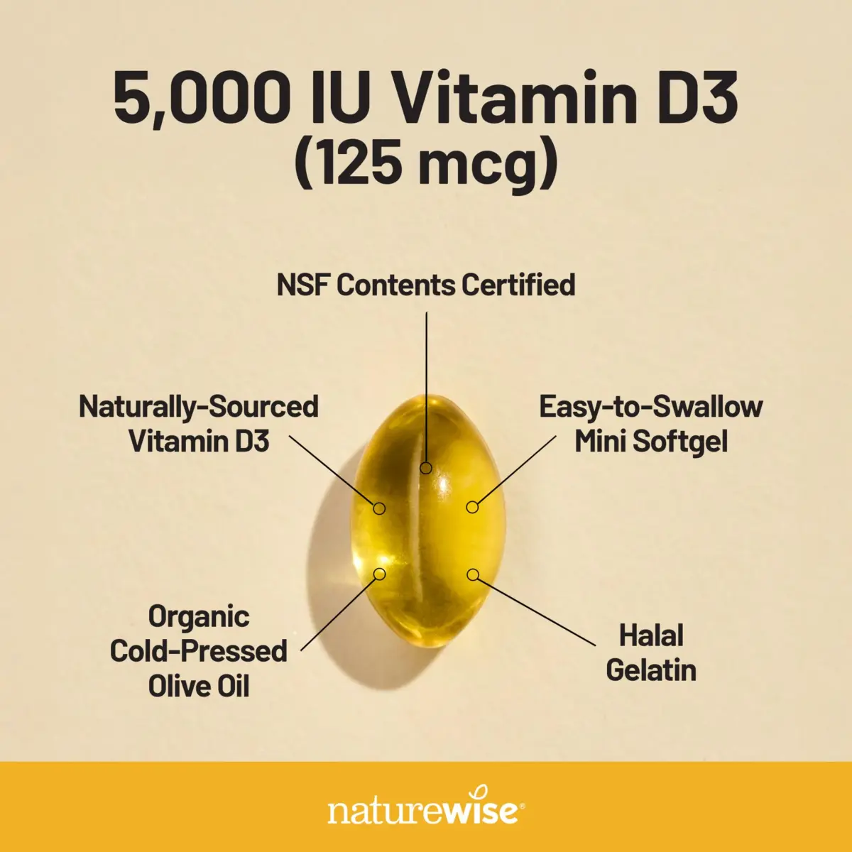 NatureWise Vitamin D3 5000IU Supplement, Immune Support, 360 Mini Softgels | NSF Certified - view 4