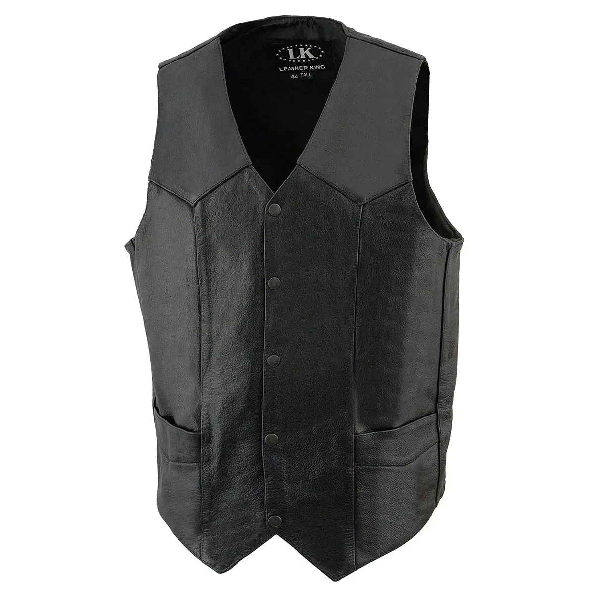 Milwaukee Leather SH1310 Men's Black Leather V-Neck Motorcycle Vest 64 | Classic Cowhide with Snap Closure - view 5