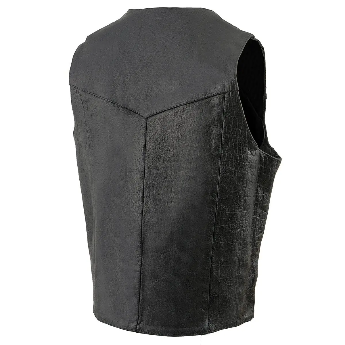 Milwaukee Leather SH1310 Men's Black Leather V-Neck Motorcycle Vest 64 | Classic Cowhide with Snap Closure - view 6