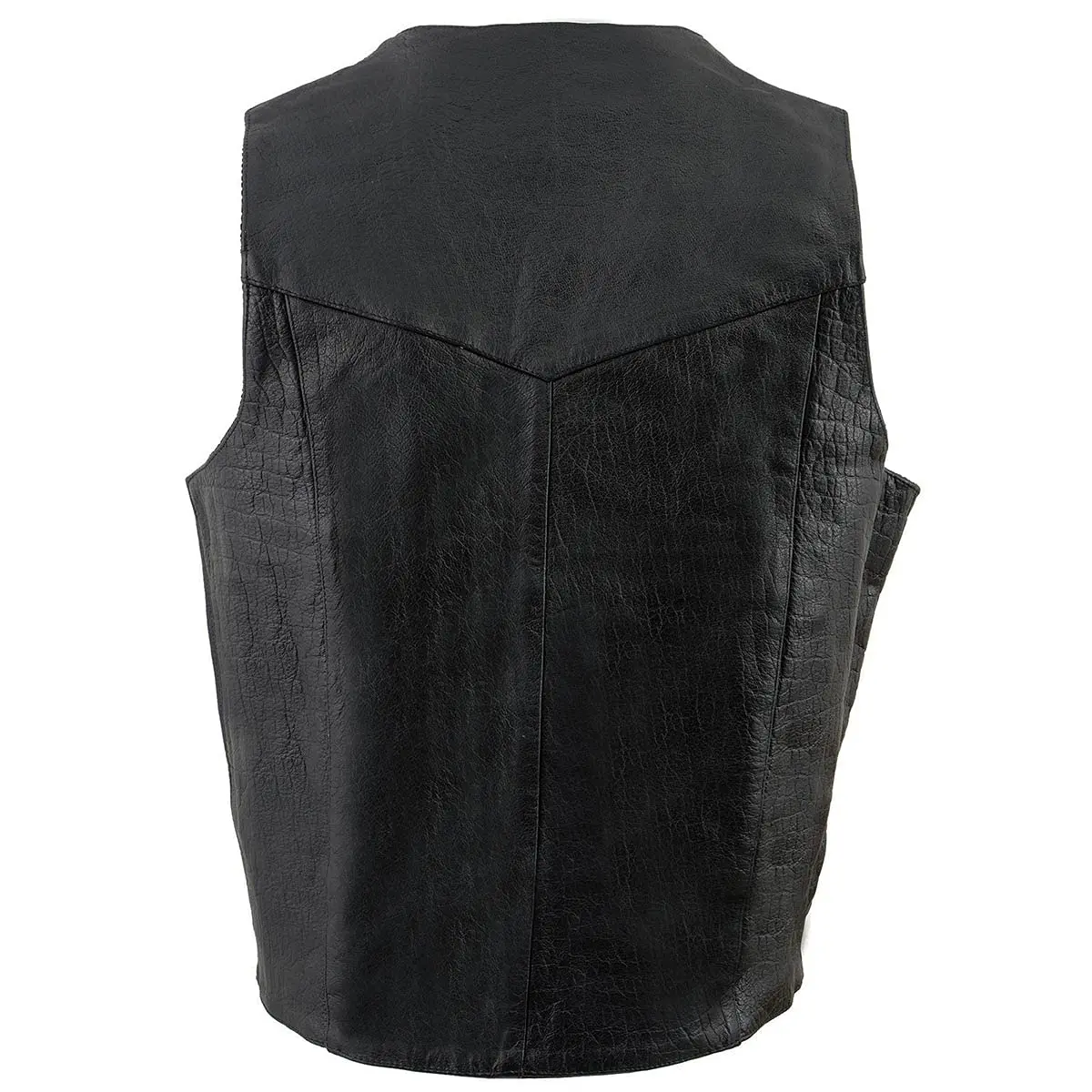 Milwaukee Leather SH1310 Men's Black Leather V-Neck Motorcycle Vest 64 | Classic Cowhide with Snap Closure - view 2