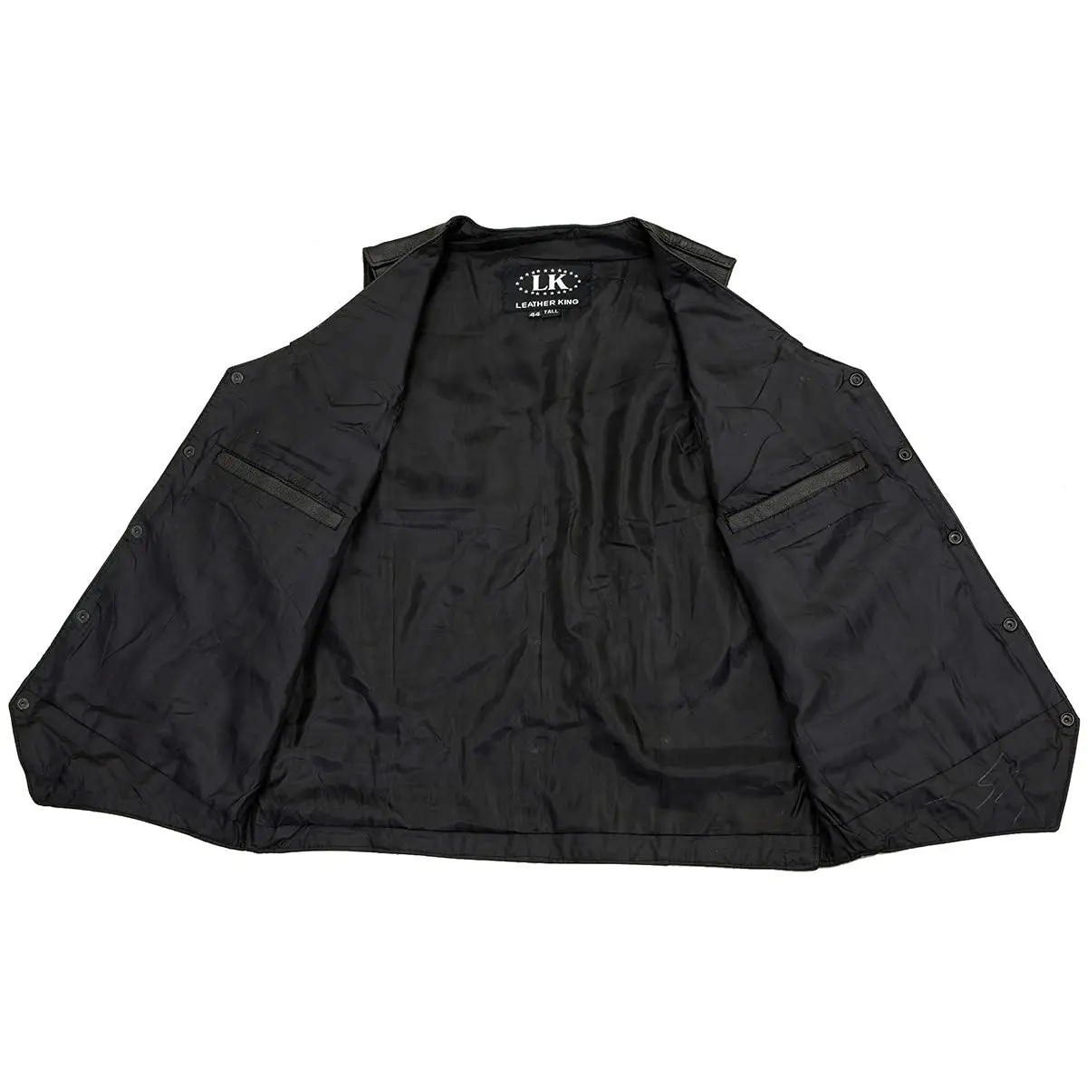 Milwaukee Leather SH1310 Men's Black Leather V-Neck Motorcycle Vest 64 | Classic Cowhide with Snap Closure - view 4