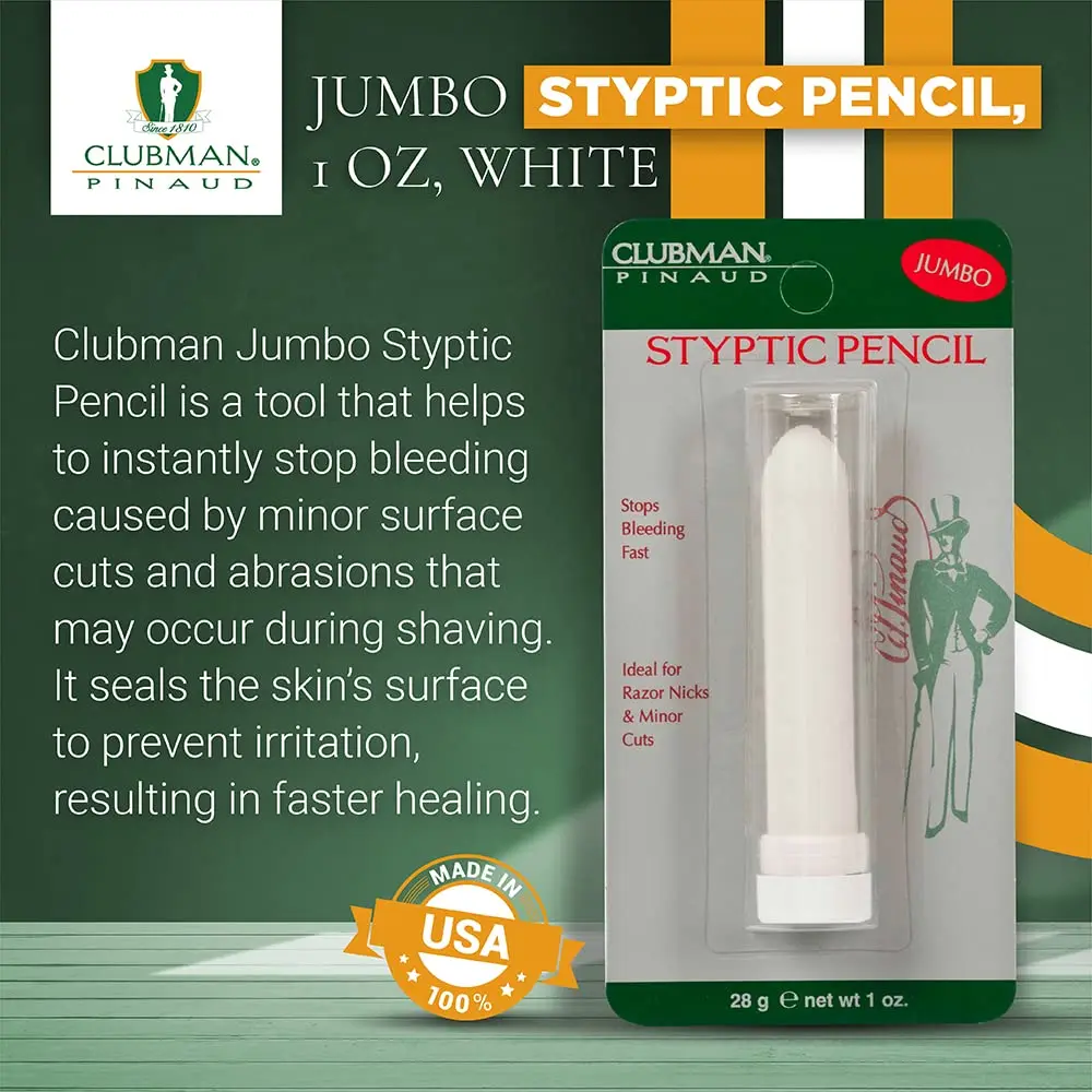 Clubman Jumbo Styptic Pencil | Stops & Seals Razor Nicks Instantly, 1 oz - view 2