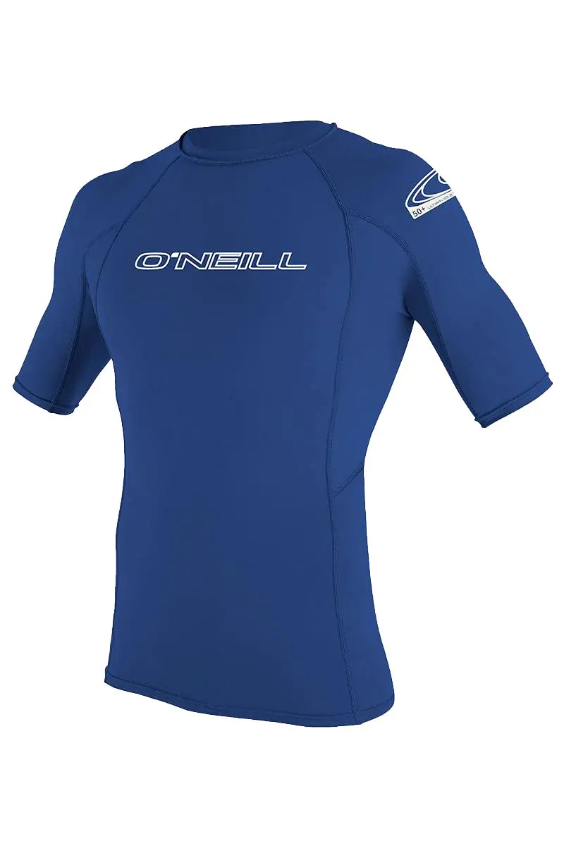 O'NEILL Men’s Basic Skins UPF 50+ S/S Rashguard Large Blue | Sun & Rash Protection for Water Sports - main product image