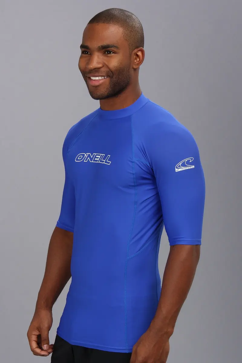 O'NEILL Men’s Basic Skins UPF 50+ S/S Rashguard Large Blue | Sun & Rash Protection for Water Sports - view 2