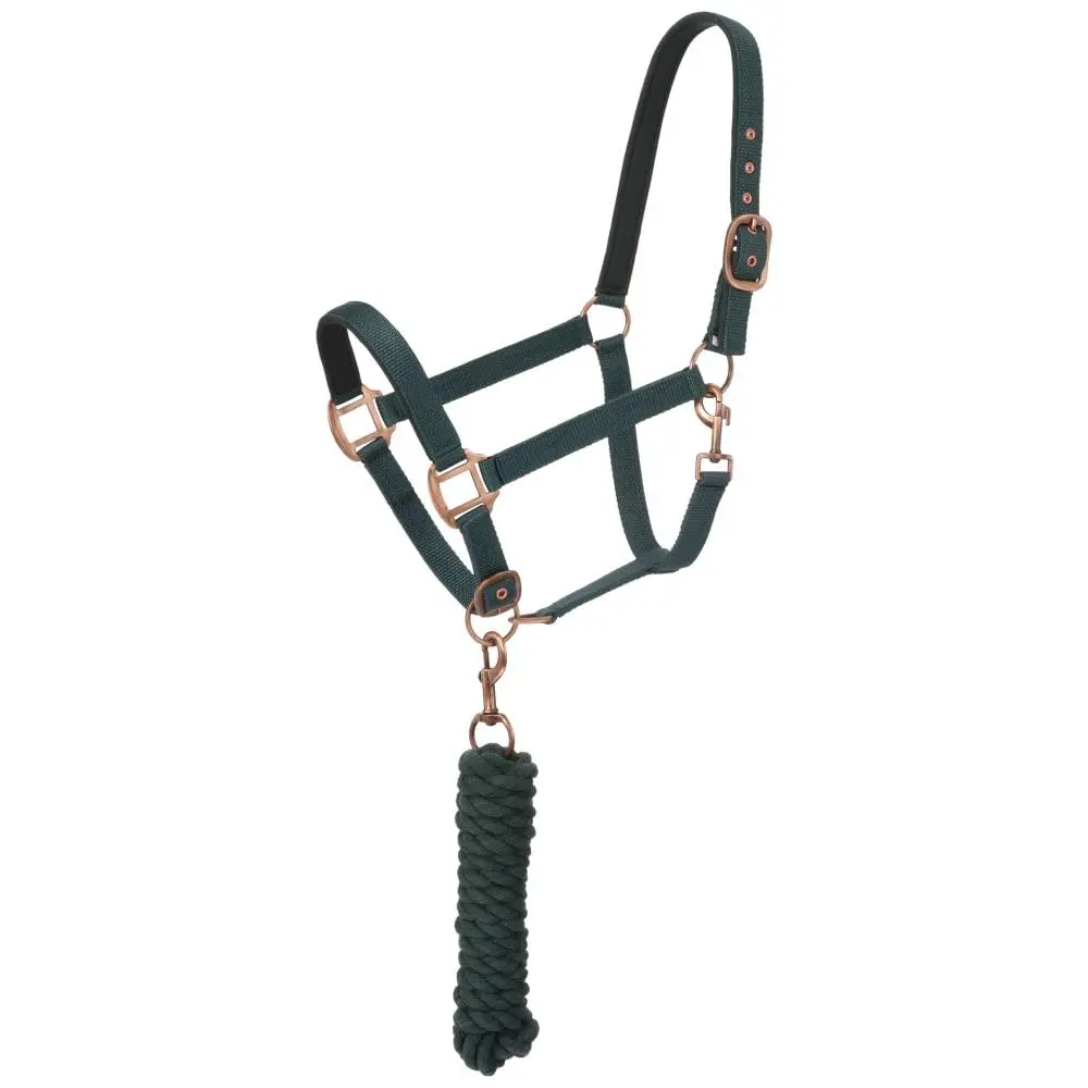 Tough 1 Padded Horse Halter with Antique Hardware and Lead Rope | Neoprene Padding for Comfort (70-120 chars) - main product image