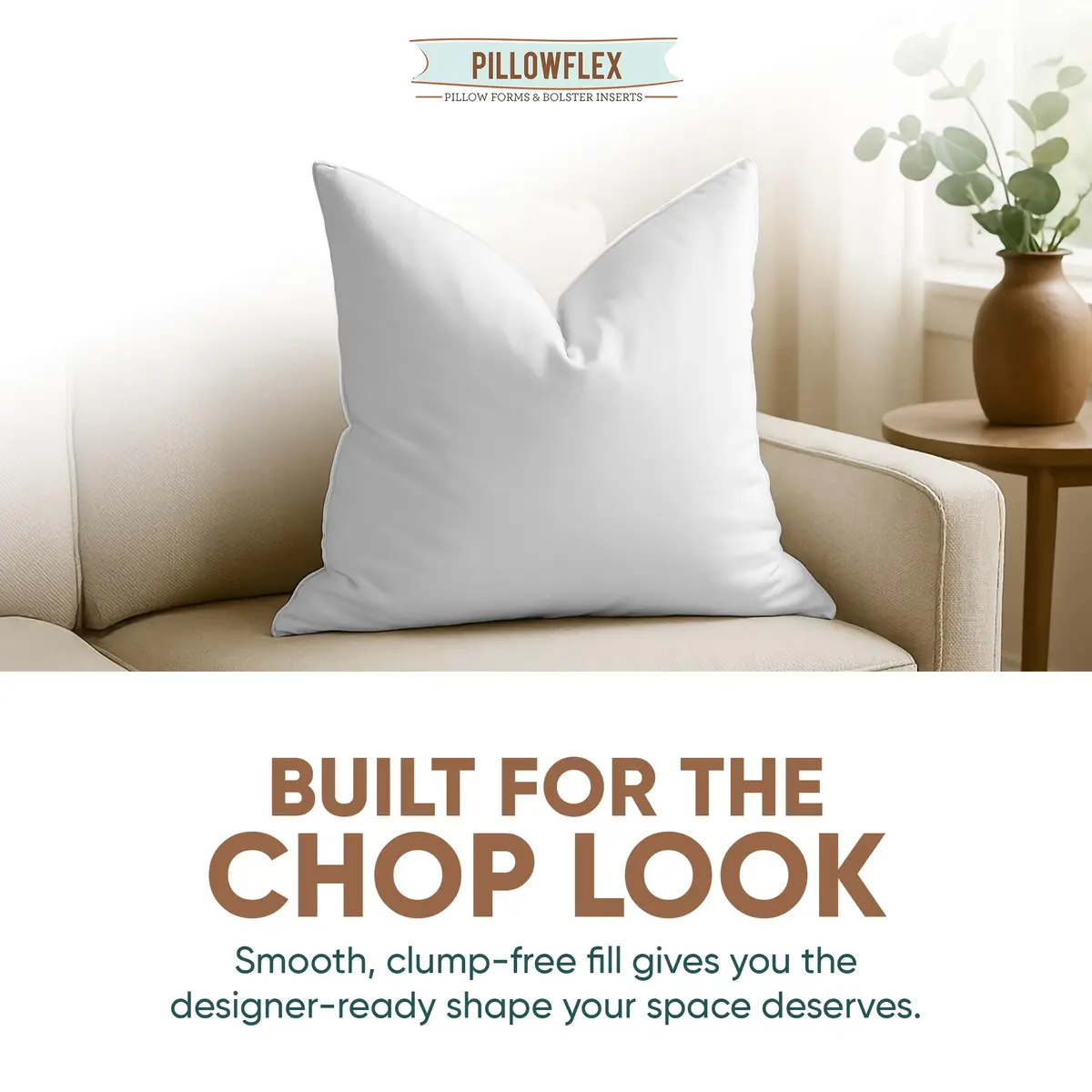 Pillowflex Synthetic Down Pillow Insert 55x55 cm (22x22 in) | Hypoallergenic & Washable Sham Insert - view 5