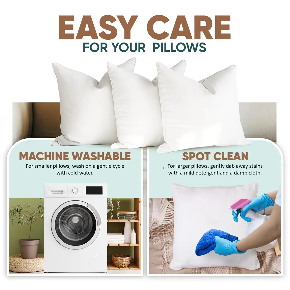 Pillowflex Synthetic Down Pillow Insert 55x55 cm (22x22 in) | Hypoallergenic & Washable Sham Insert - view 8