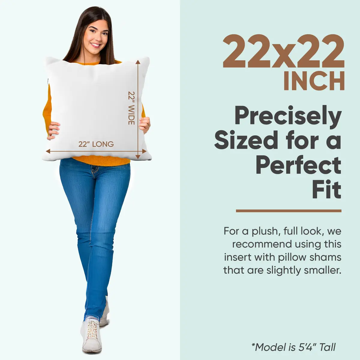 Pillowflex Synthetic Down Pillow Insert 55x55 cm (22x22 in) | Hypoallergenic & Washable Sham Insert - view 2