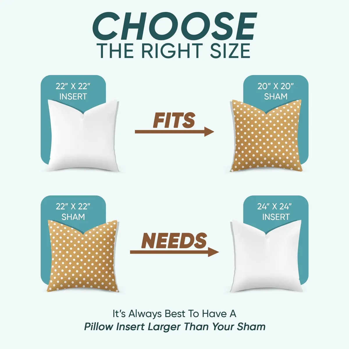 Pillowflex Synthetic Down Pillow Insert 55x55 cm (22x22 in) | Hypoallergenic & Washable Sham Insert - view 3