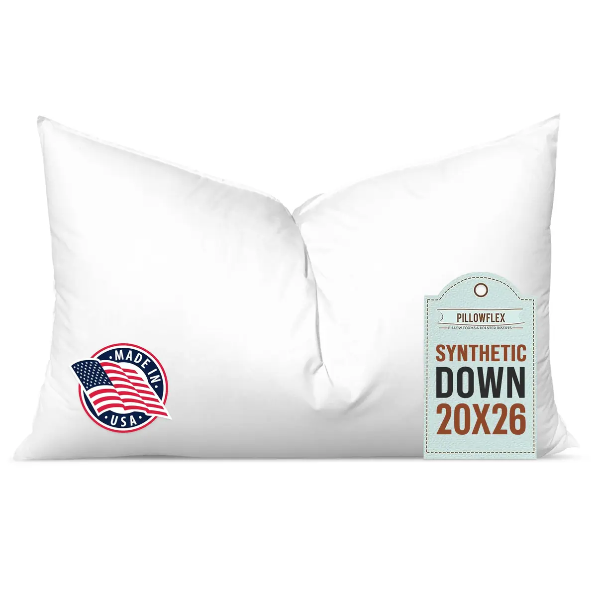 Pillowflex Synthetic Down Pillow Insert 20x26 Inch | Karate Chop Pillow, Hypoallergenic, Washable - main product image