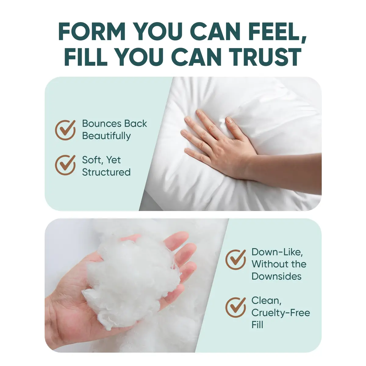 Pillowflex Synthetic Down Pillow Insert 17x17 in | Karate Chop Design, Ultra Soft Support - view 5