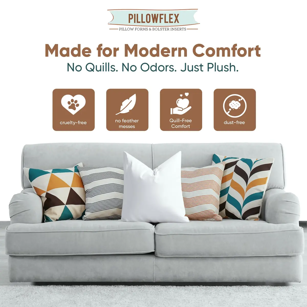 Pillowflex Synthetic Down Pillow Insert 17x17 in | Karate Chop Design, Ultra Soft Support - view 3