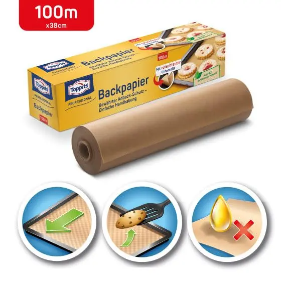 Toppits Carta da forno 8m | Compostable, Unbleached Baking Paper for All Oven Types - view 3