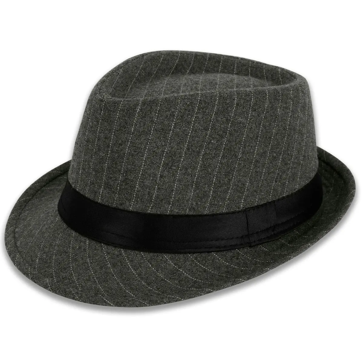 Simplicity Fedora Hats for Women Unisex Structured Gangster Trilby Felt Pinstripe Fedora Hats for Men, Grey | Classic unisex style with iconic teardrop crease - main product image