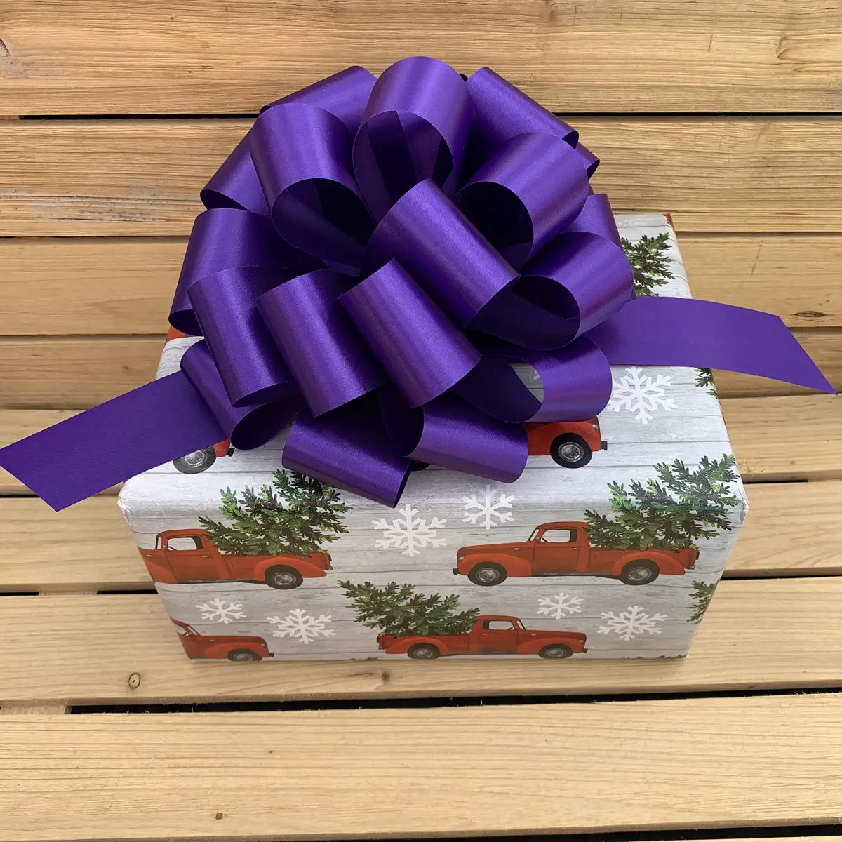 GiftWrap Etc. Large Purple Ribbon Pull Bows 23cm (9 Inch) Wide, Set of 6 | Easy-to-Use, Reusable Gift Decor - view 4
