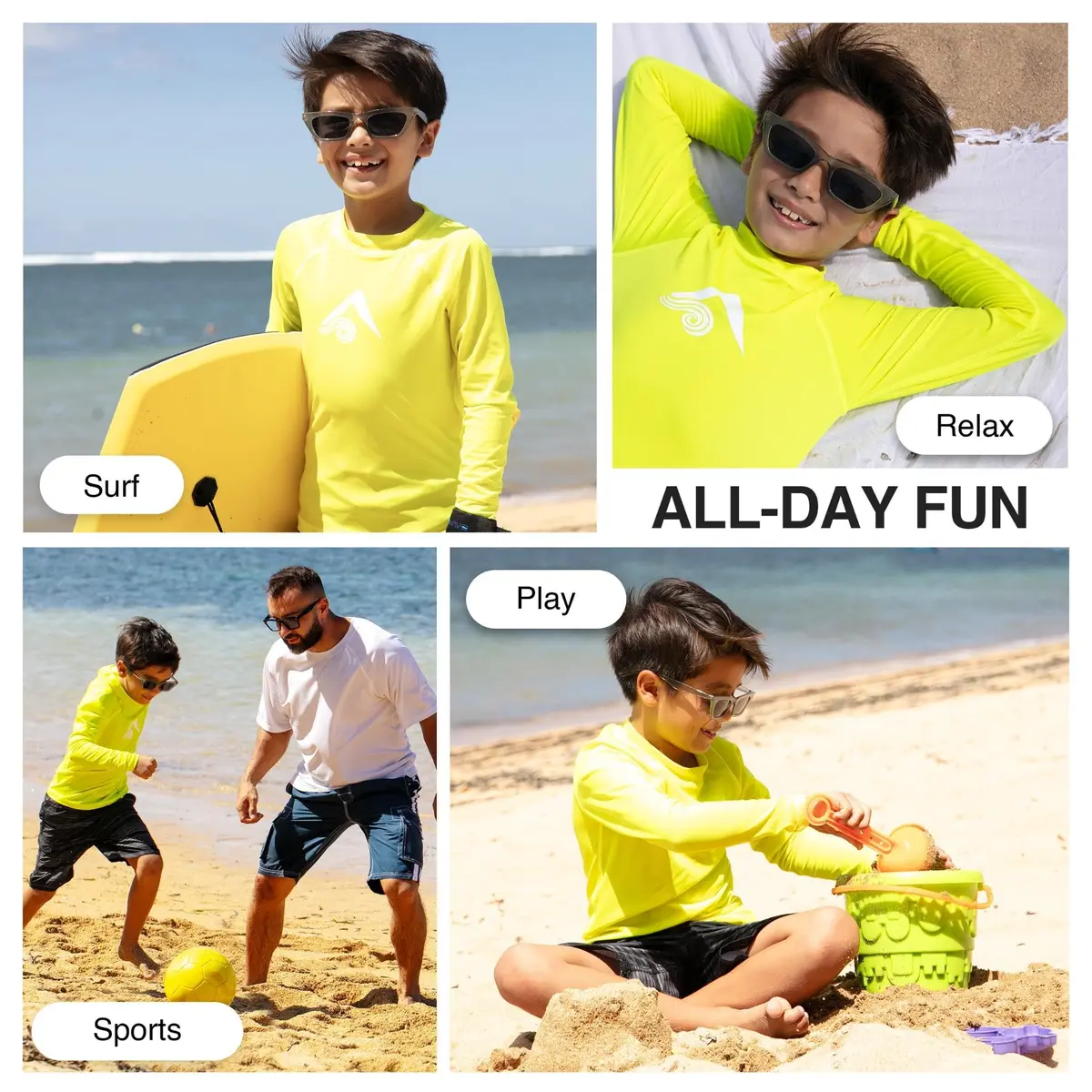 Kanu Surf Platinum Rashguard Long Sleeve Yellow 10 | UPF 50+ Sun Protection for Boys - view 2