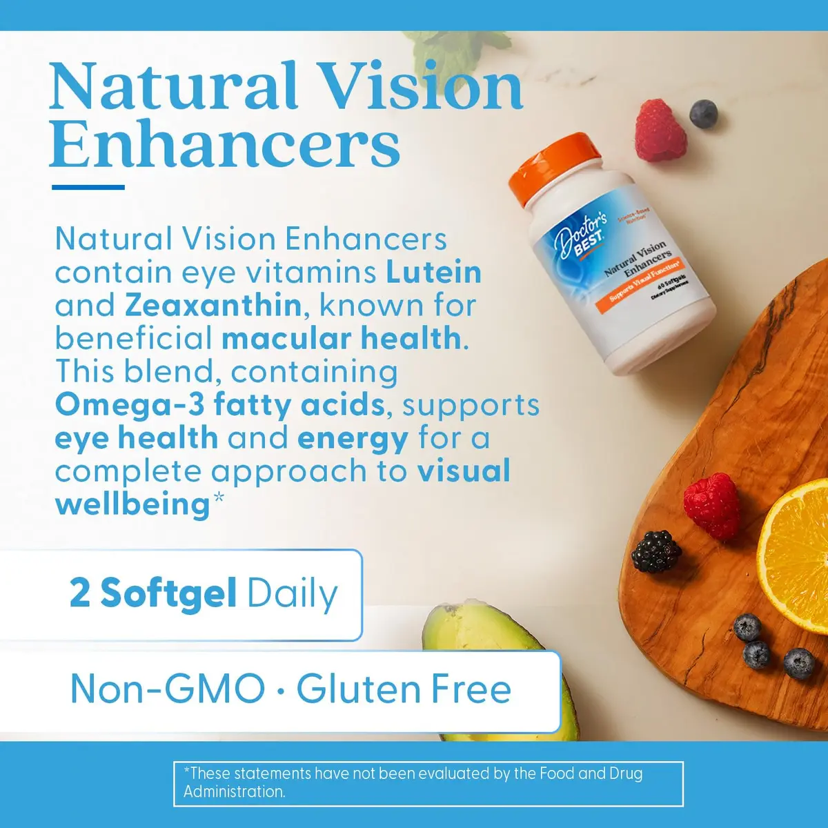Doctor's BEST Natural Vision Enhancers for Men & Women 60 Softgels | Eye Support with Lutein & Fish Oil - view 2