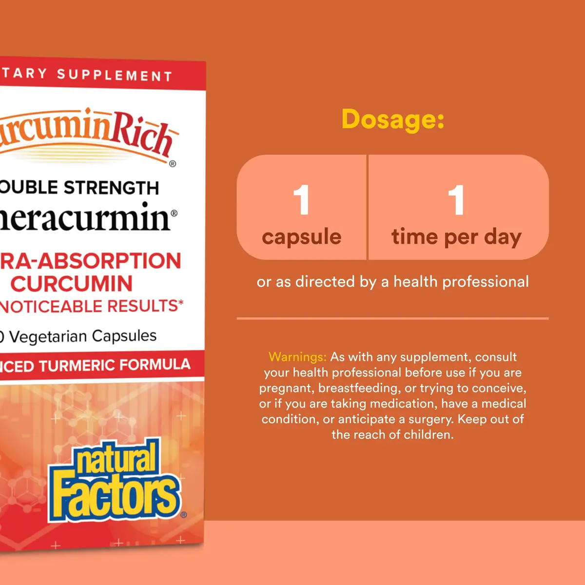 Natural Factors CurcuminRich Double Strength Theracurmin, 30 Capsules | Supports Inflammation & Joint Mobility - view 3