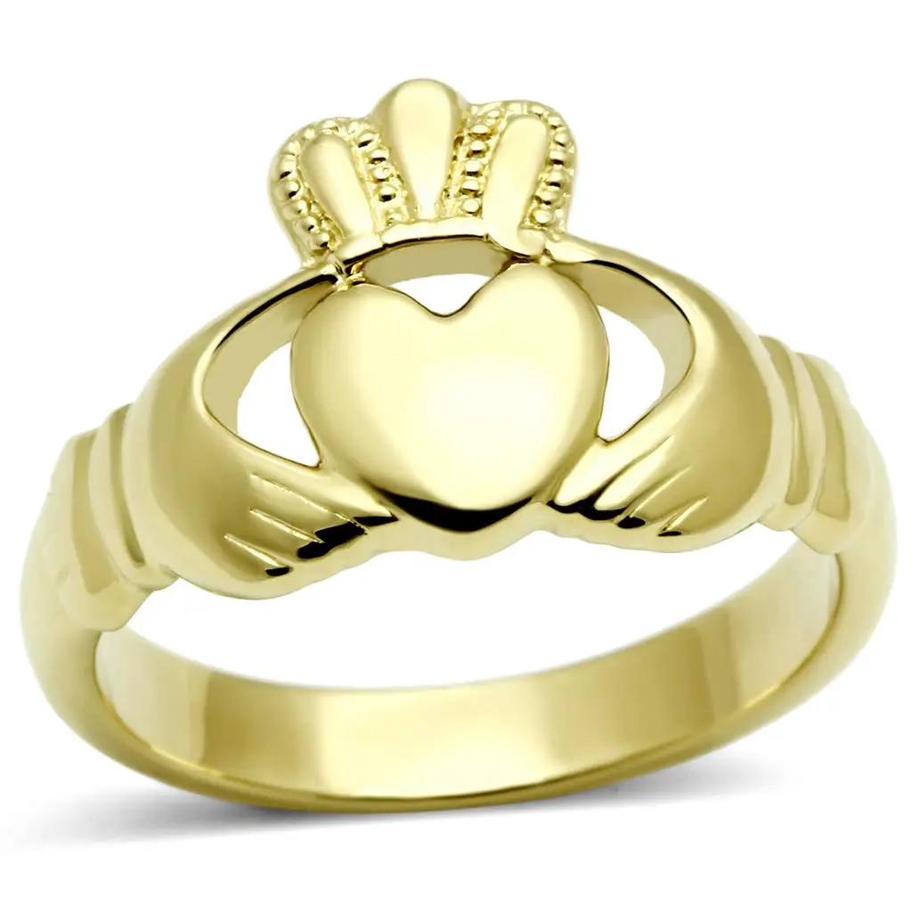 Eternal Sparkles Women's Claddagh Celtic Irish Fashion Comfort Statement Love Ring in 14K Gold Plated Stainless Steel - main product image