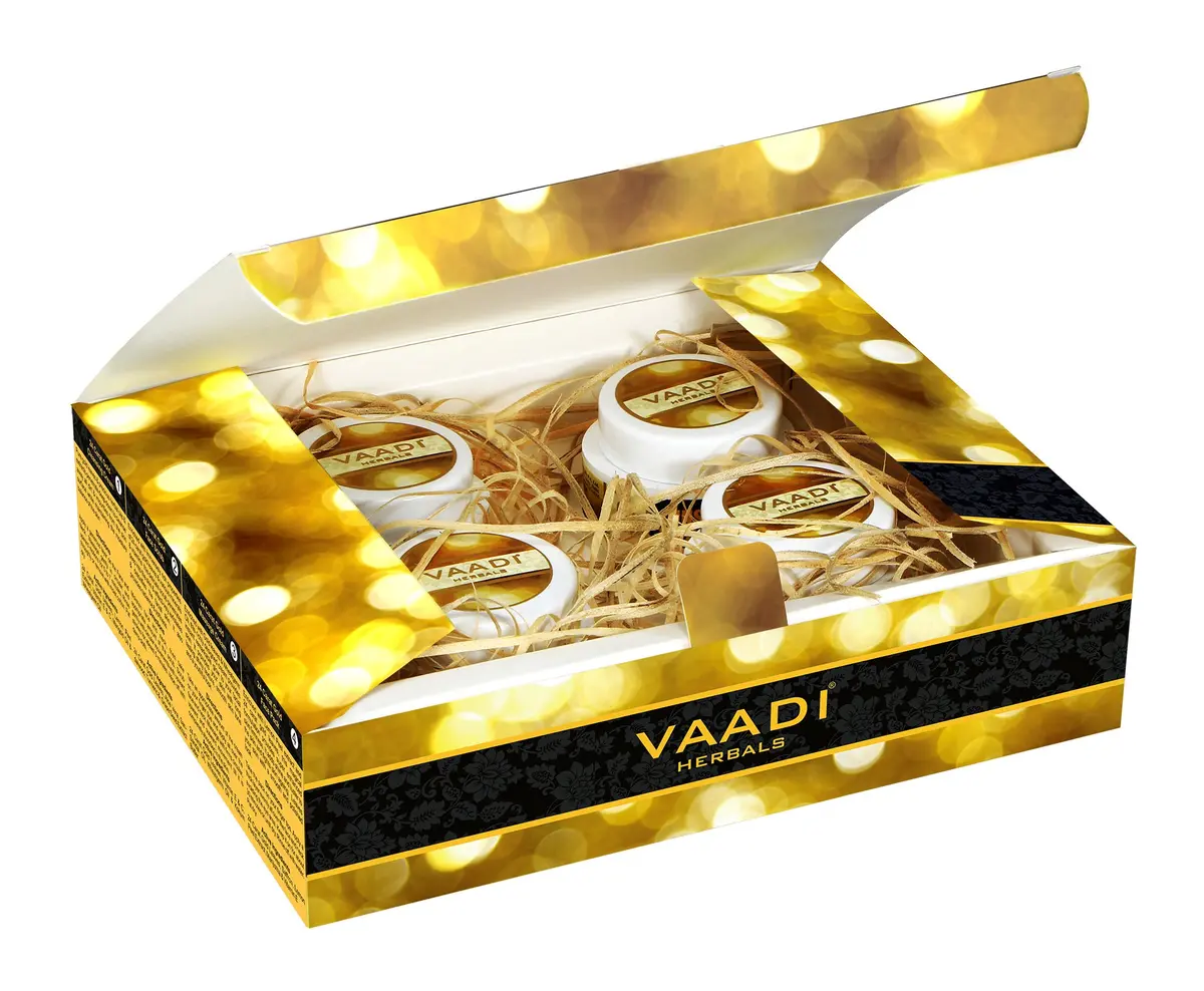 Vaadi Herbals Gold Facial Kit with 24 Carat Gold Leaves 70g (2.47 oz) | Rejuvenating Face Care - view 4