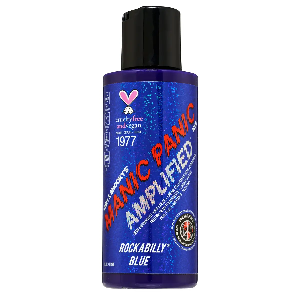 MANIC PANIC Amplified Rockabilly Blue Semi-Permanent Hair Dye 4 Fl Oz | Vibrant Blue, Vegan & Ammonia-Free - main product image