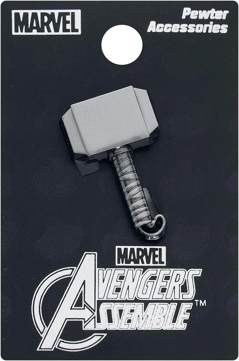 Marvel Thor Hammer Pewter Lapel Pin Silver 2.54 cm (1") | Detailed Collectible for Fans - main product image