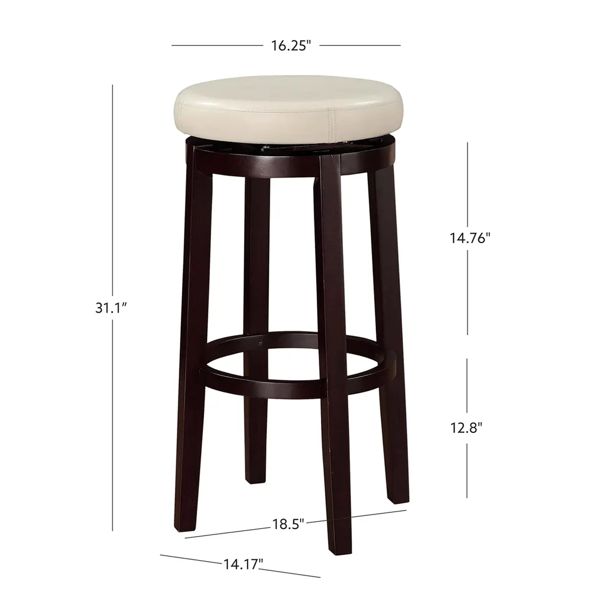 Linon Maya Bar, 29" Rice Stool | Swivel Backless Barstool with Plush Upholstery - view 5