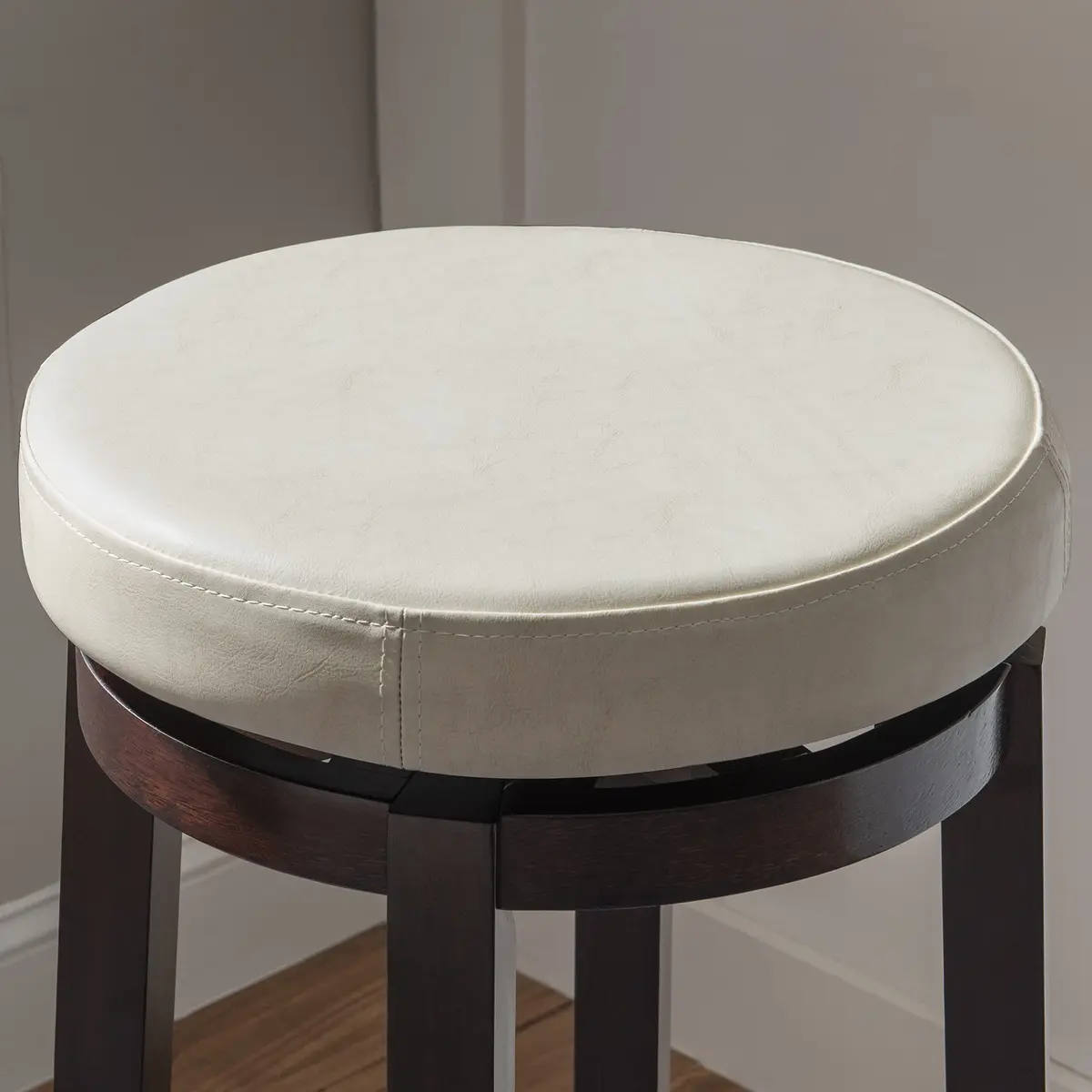 Linon Maya Bar, 29" Rice Stool | Swivel Backless Barstool with Plush Upholstery - view 4