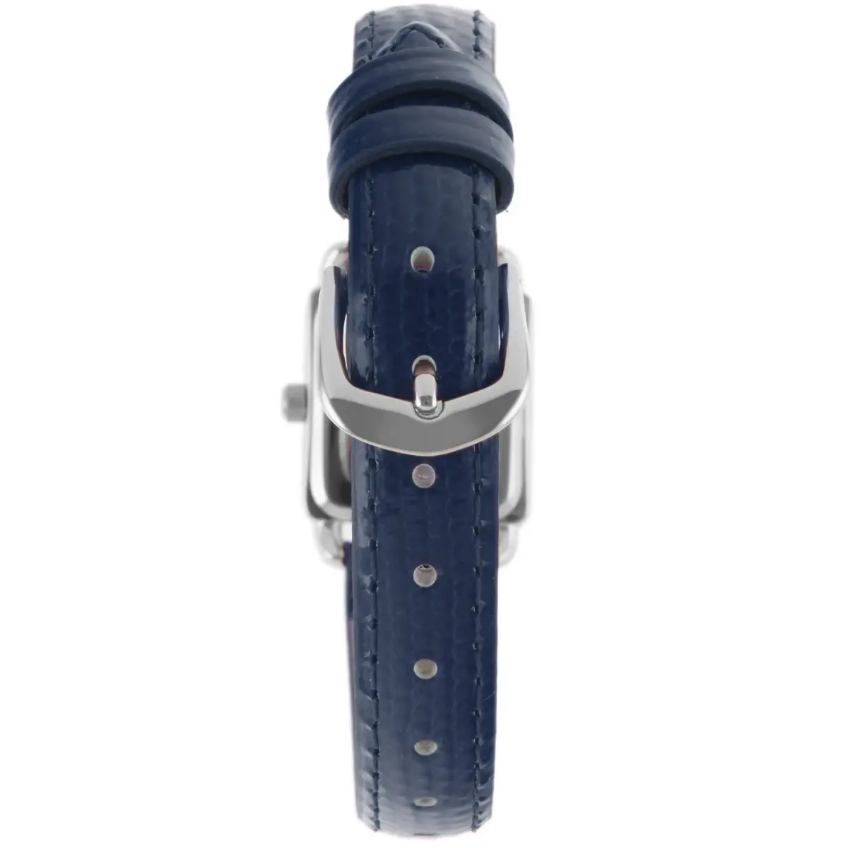 Peugeot Ladies Mini Square Gold Tone Crystal Accented Blue Leather Strap Watch 20mm (0.79in) | Japanese Quartz Movement - view 4