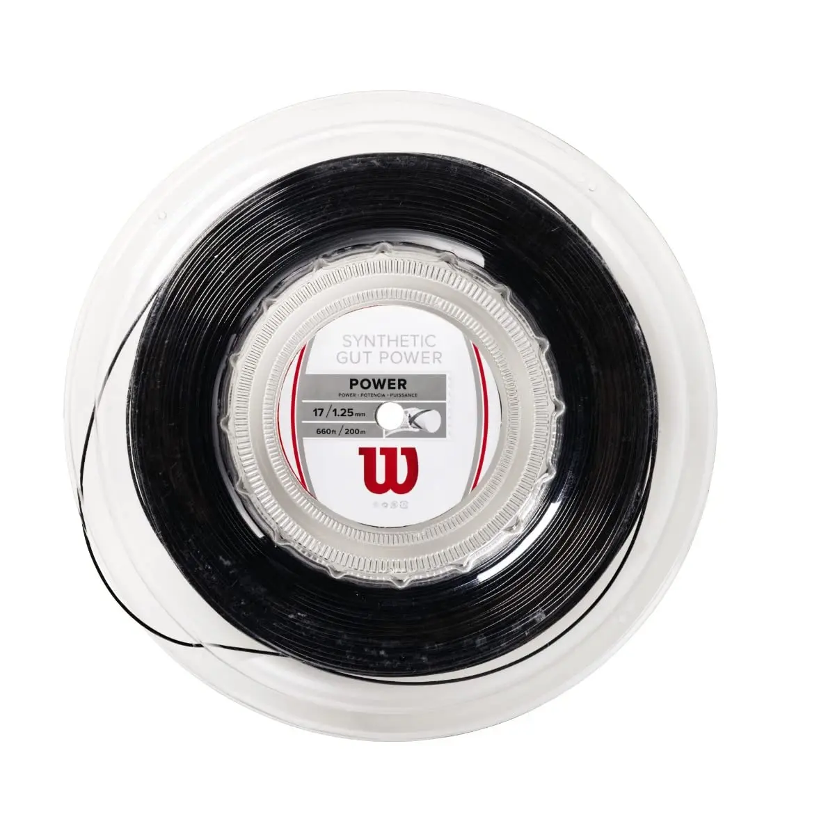 WILSON Synthetic Gut Power Tennis String Reel 200m (660 ft) Black | Responsive Energy Return for All Playing Styles - main product image