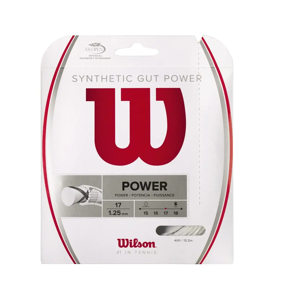 WILSON Synthetic Gut Power 17 Tennis String Set, White | Responsive, Durable & Suitable for All Styles - main product image