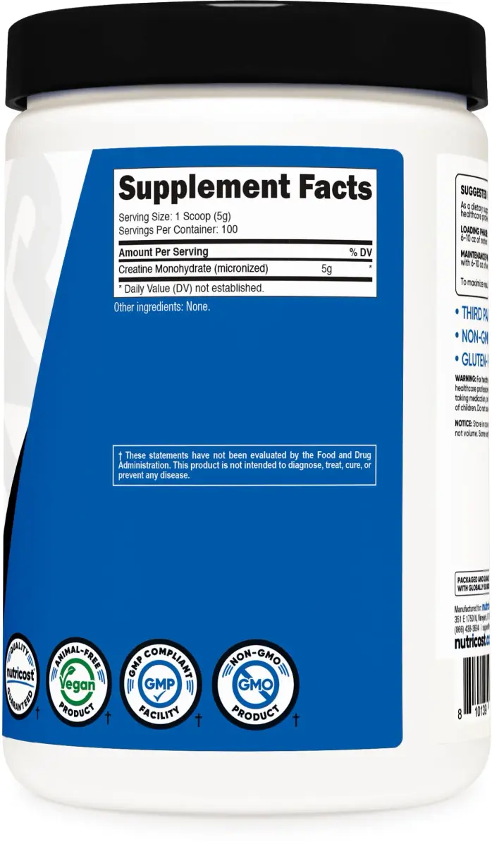 Nutricost Creatine Monohydrate Micronized Powder 500g (17.6 oz) | Supports Strength and Endurance - view 5