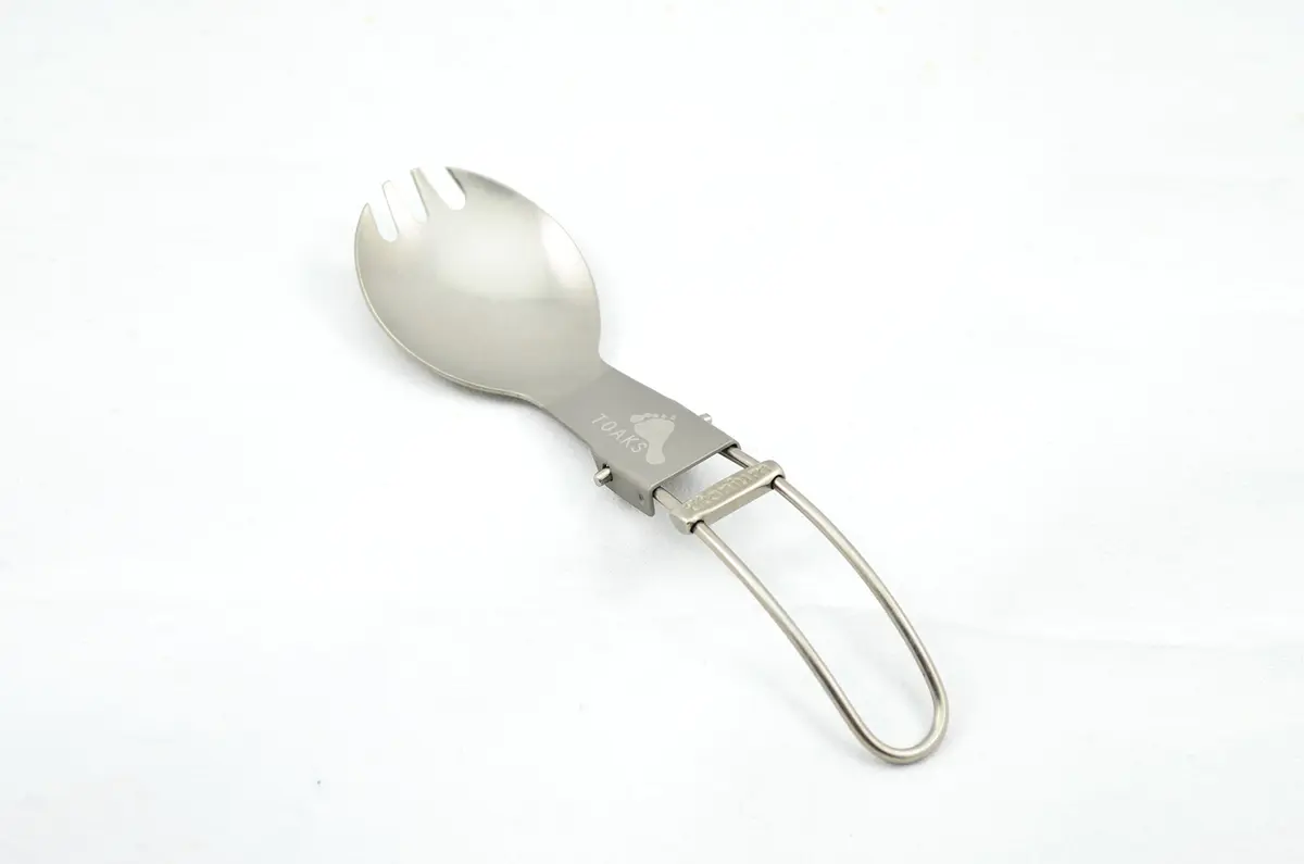 TOAKS Titanium Folding Spork | Lightweight Camping Flatware with Locking Handle (165mm unfolded) - main product image