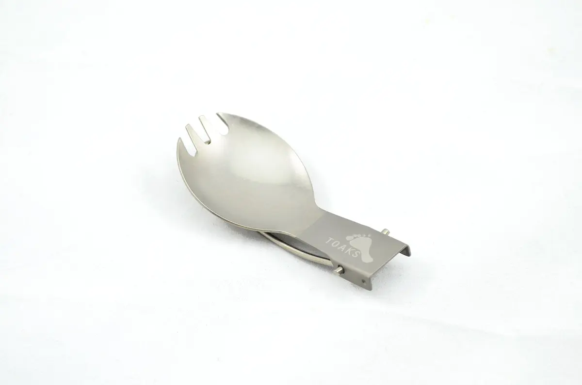 TOAKS Titanium Folding Spork | Lightweight Camping Flatware with Locking Handle (165mm unfolded) - view 2