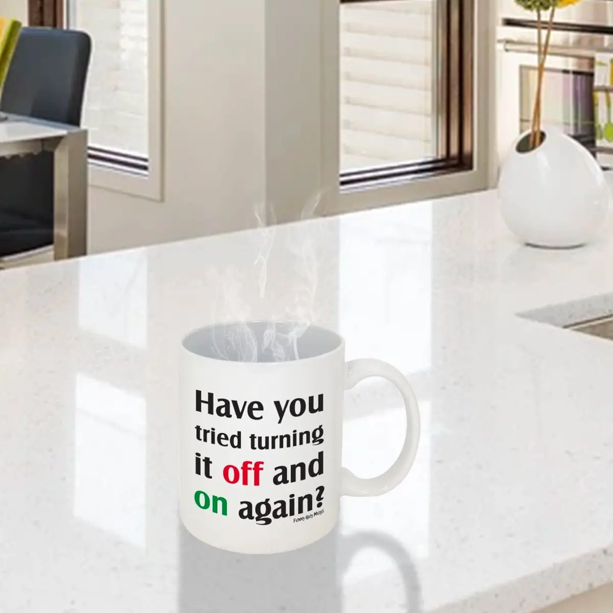 Funny Guy Mugs Have You Tried Turning It Off And On Again? Ceramic Coffee Mug 325ml (11oz) | Funny Coffee Mug for Men and Women - view 3