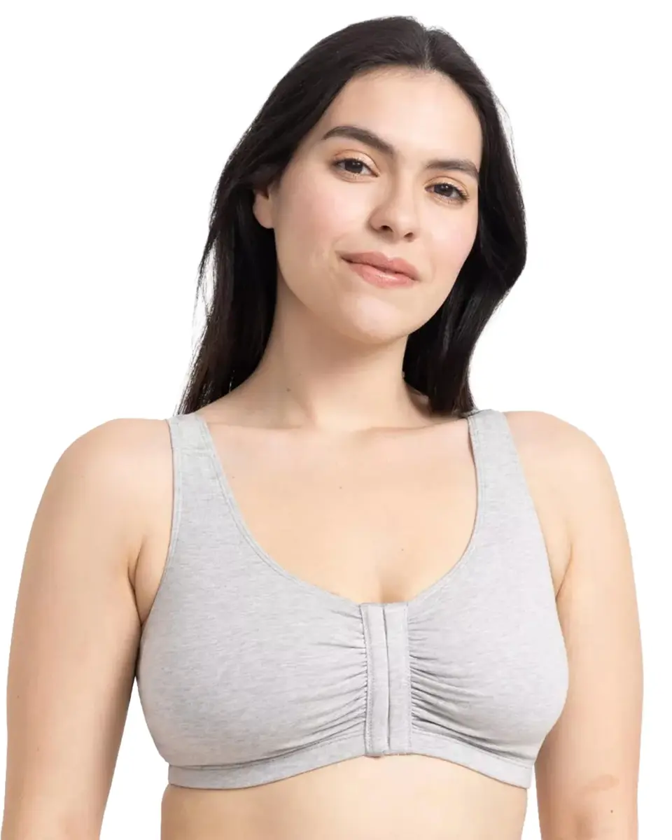 Fruit of the Loom Women's Front-Close Cotton Sports Bra Multi-Pack | Low-Medium Impact, Wire-Free, Full Coverage (2-Pack, Size 46) - view 2